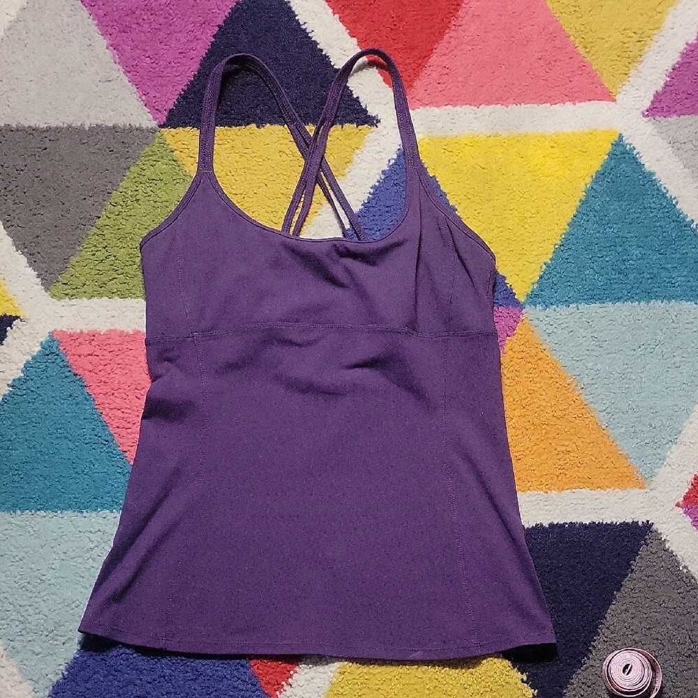 ALO Yoga Dark Purple Lotus Cross Back Strappy Camisole Tank Size M